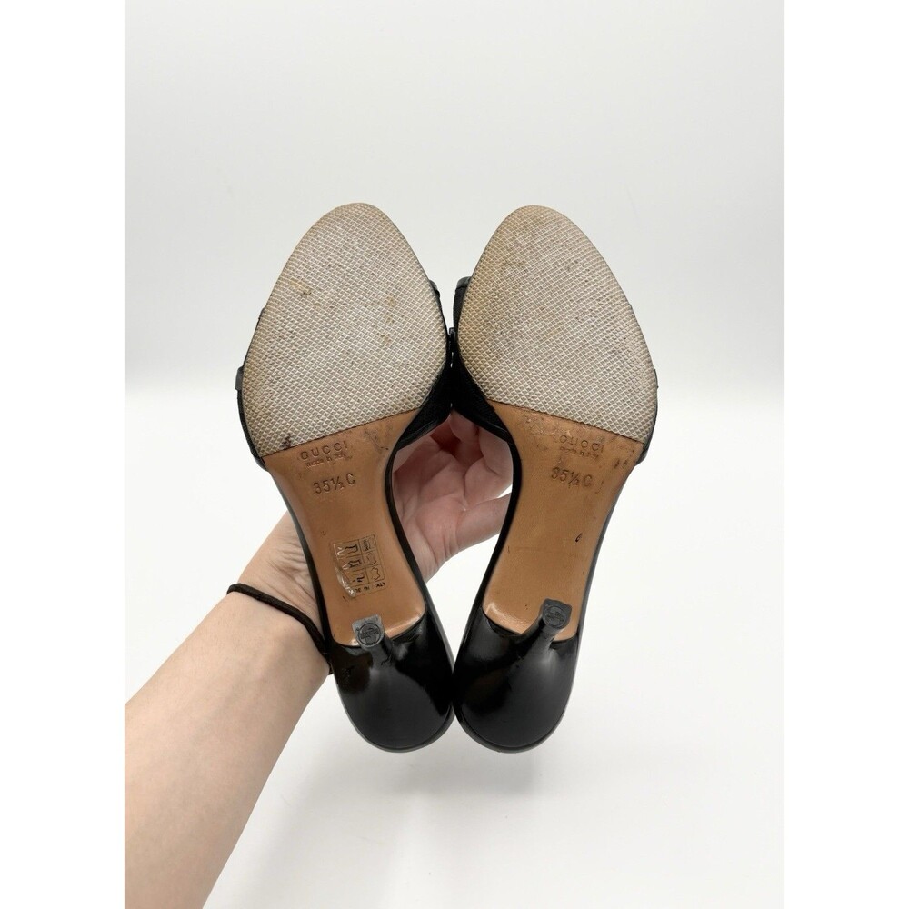 Gucci Black Leather Mules Canvas GG Logo Silver Horsebit Heels Y2K Size EU 35.5 - Picture 11 of 14